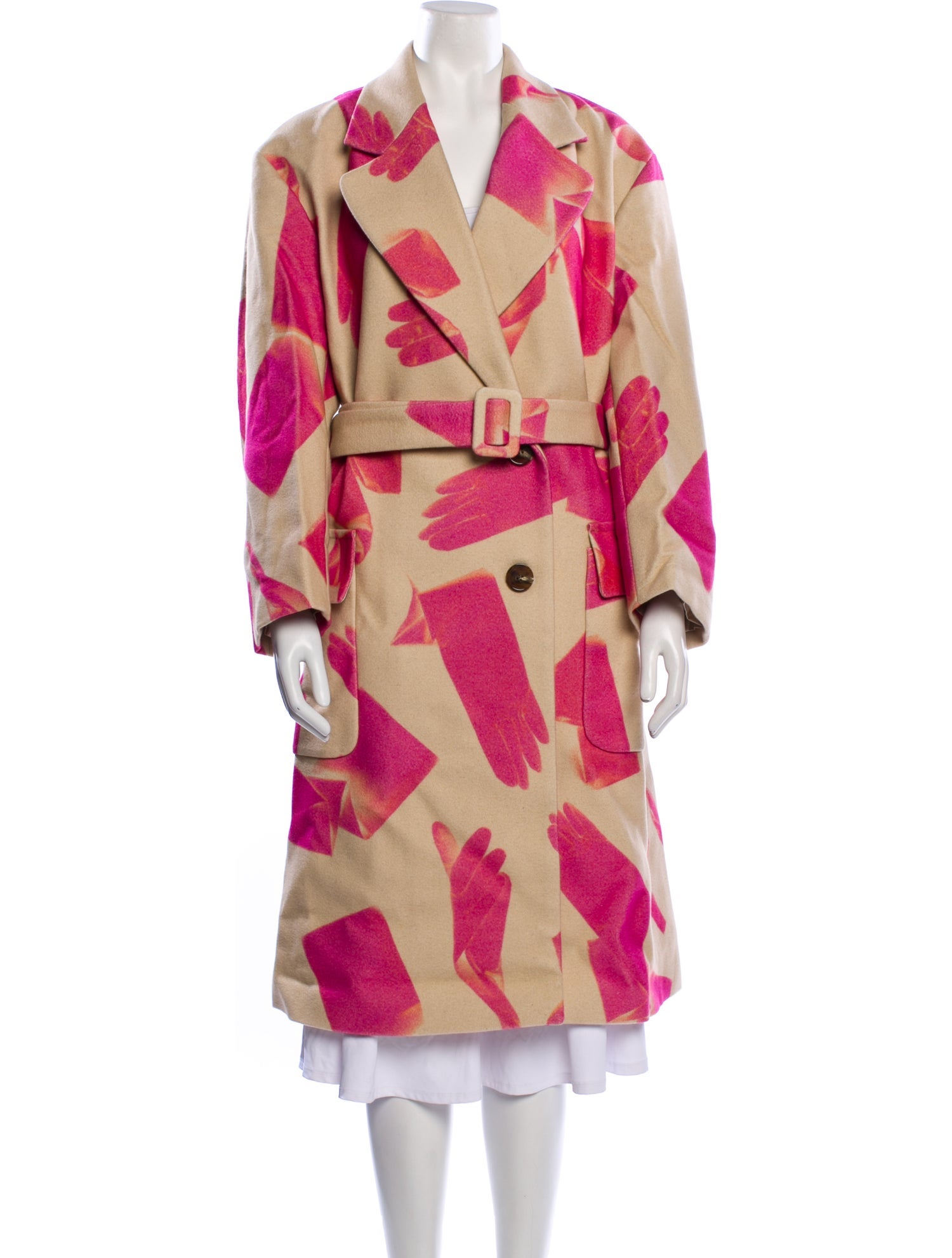 Dries Van Noten Wool Floral Print Trench Coat