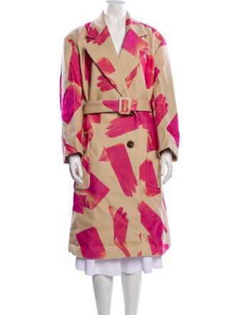 Dries Van Noten Wool Floral Print Trench Coat