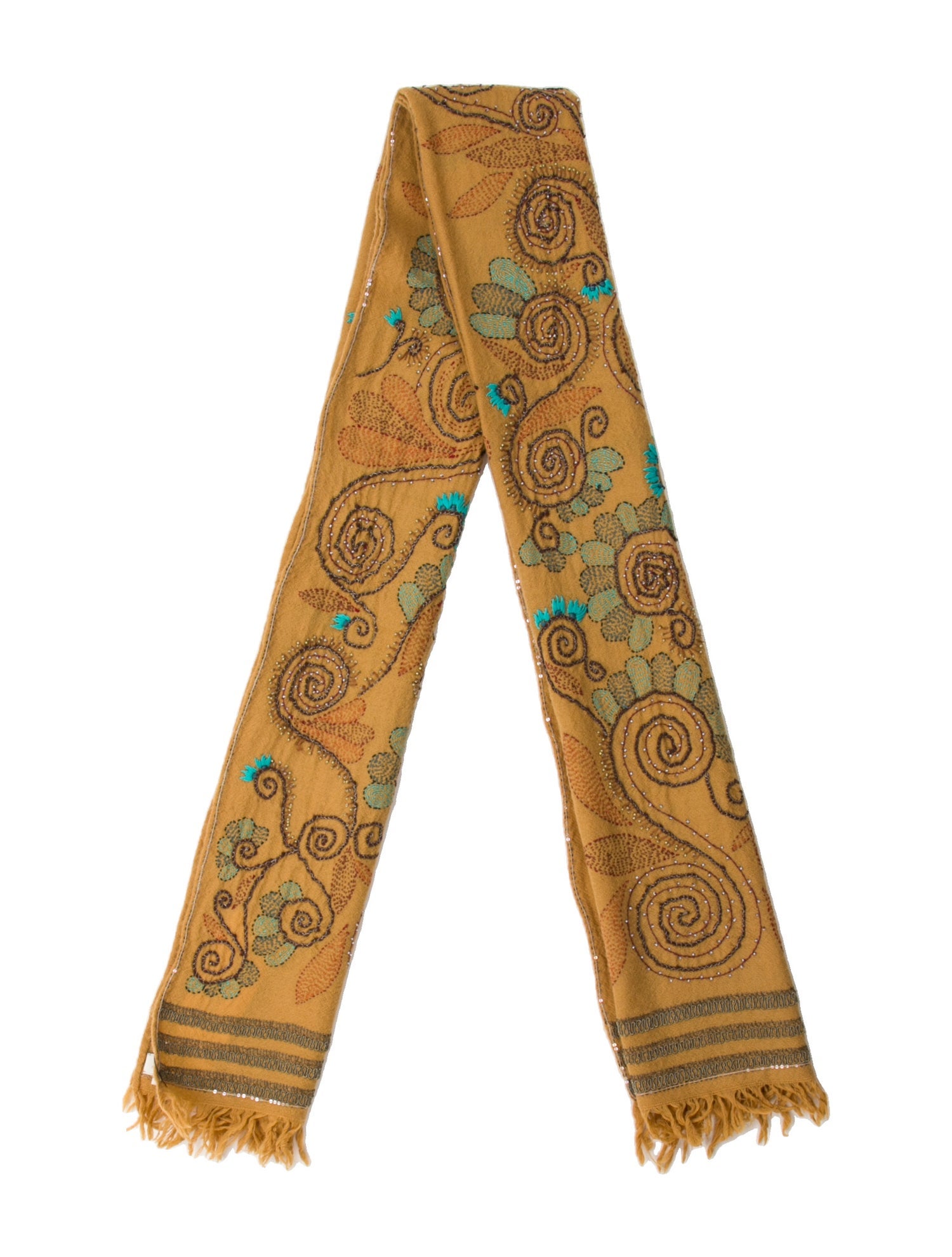 Dries Van Noten Wool Paisley Print Scarf