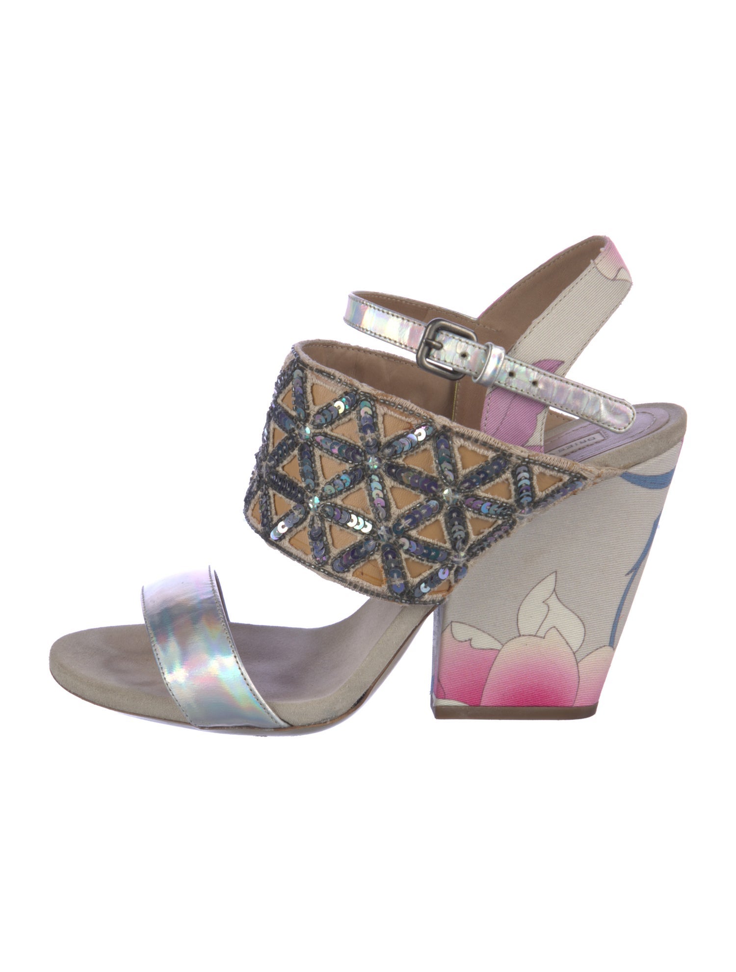Dries Van Noten Printed Sequin Embellishments Sandals