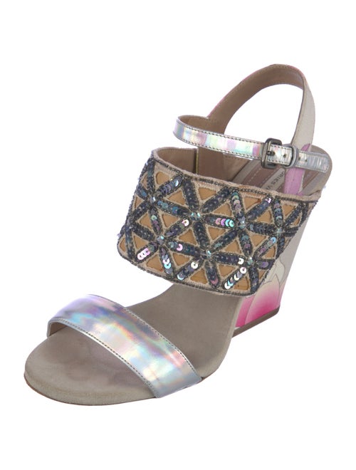 Dries Van Noten Printed Sequin Embellishments Sandals