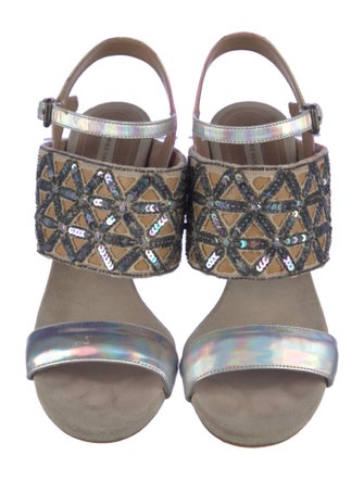 Dries Van Noten Printed Sequin Embellishments Sandals