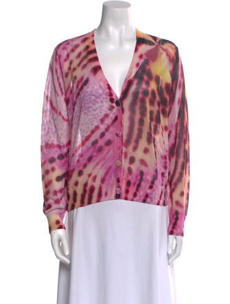 Dries Van Noten Tie-Dye Print V-Neck Sweater