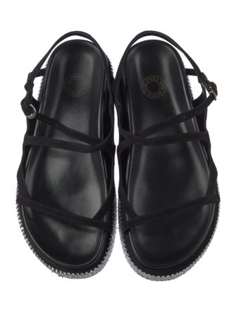 Dries Van Noten Suede Crystal Embellishments Slingback Sandals