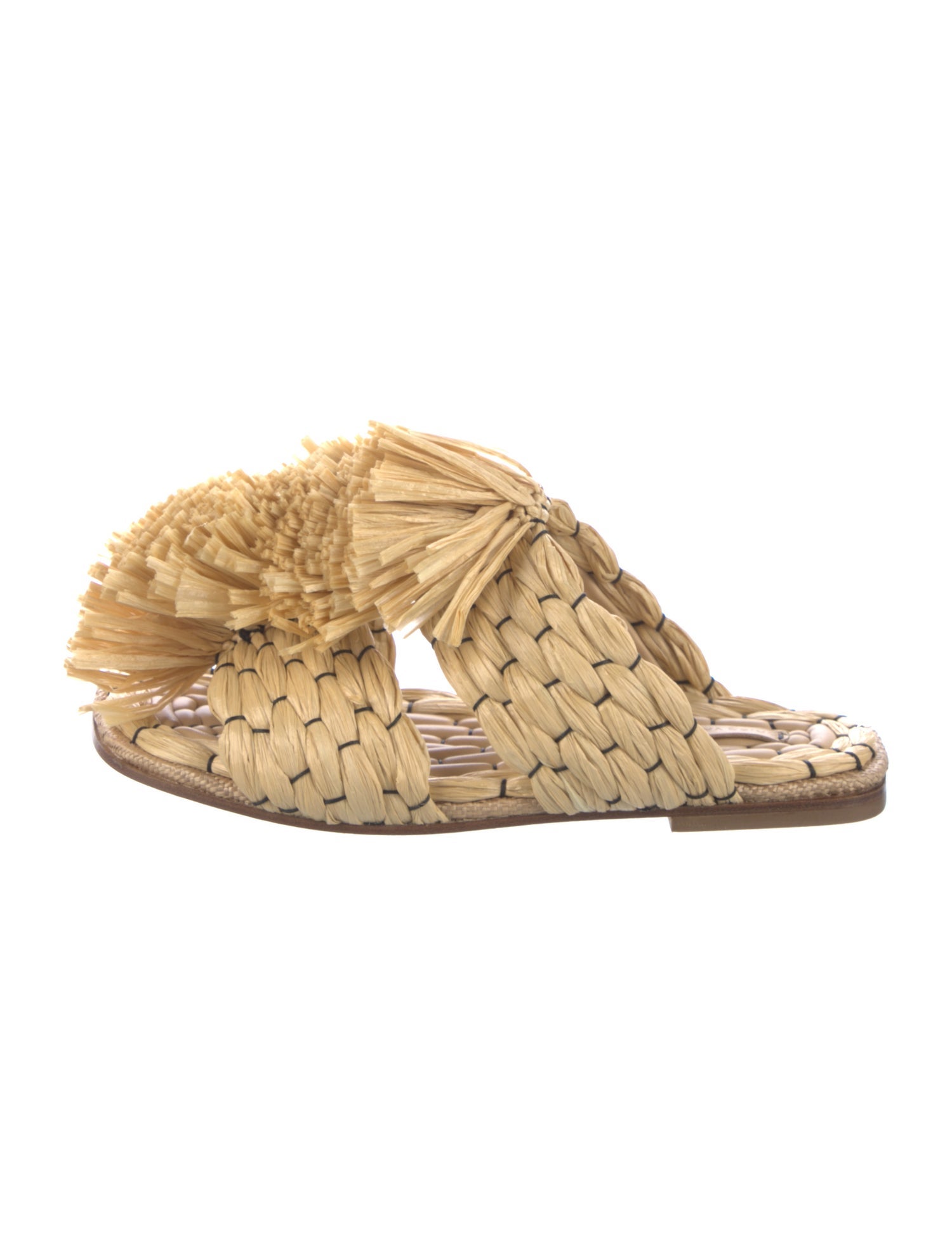 Dries Van Noten Raffia Patterned Slides