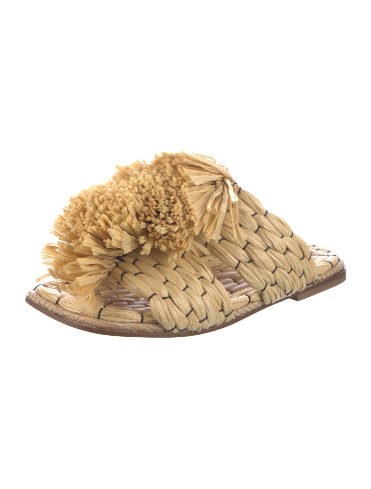 Dries Van Noten Raffia Patterned Slides