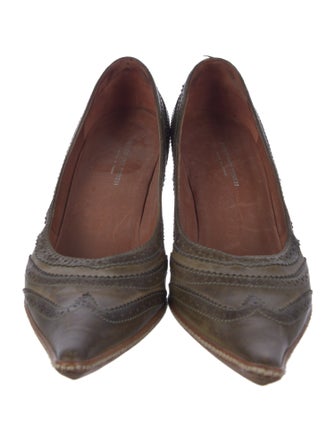 Dries Van Noten Leather Colorblock Pattern Pumps