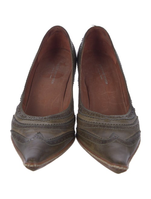 Dries Van Noten Leather Colorblock Pattern Pumps