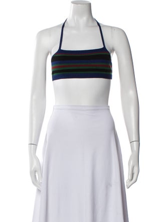 Dries Van Noten Striped Square Neckline Crop Top
