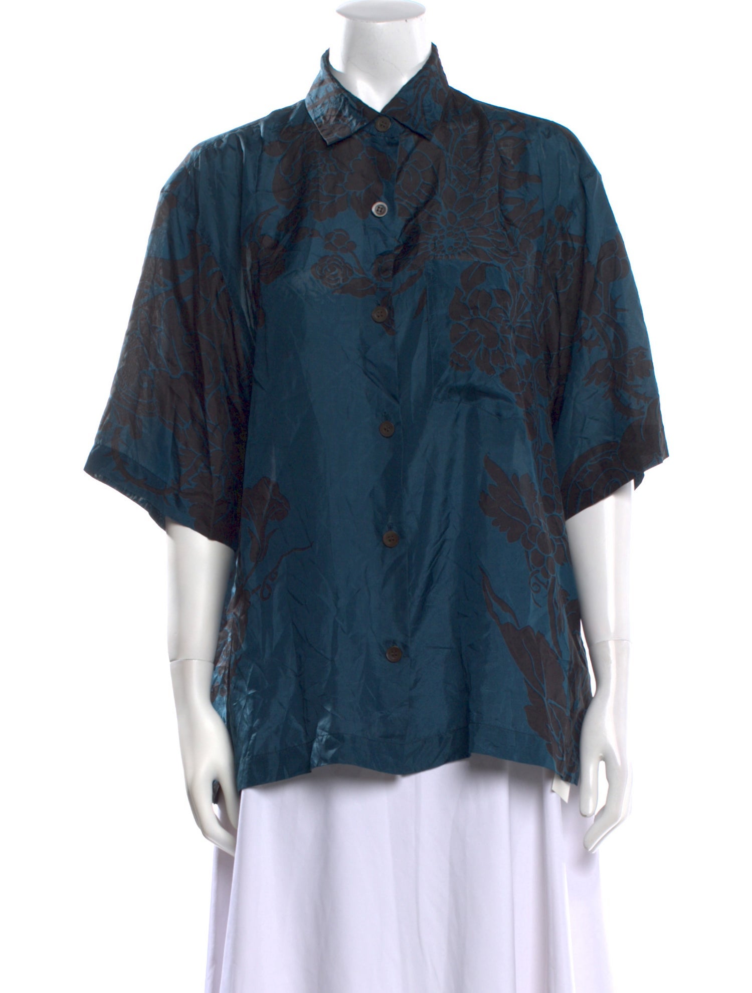 Dries Van Noten Silk Paisley Print Button-Up Top