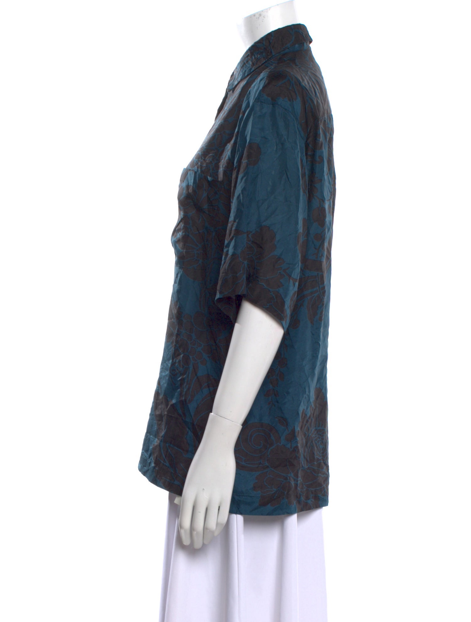 Dries Van Noten Silk Paisley Print Button-Up Top