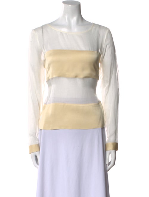 Dries Van Noten Colorblock Pattern Bateau Neckline Top