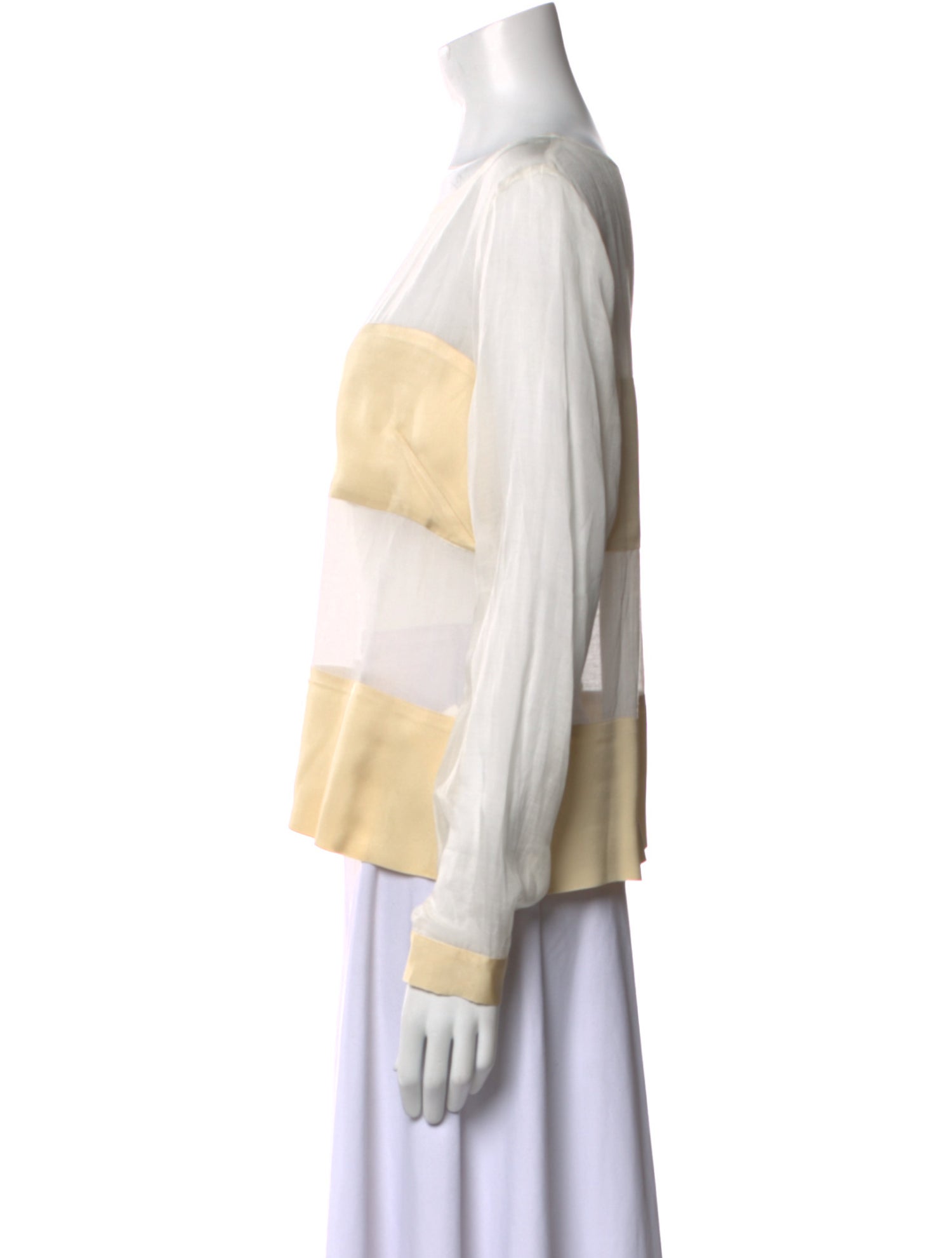 Dries Van Noten Colorblock Pattern Bateau Neckline Top