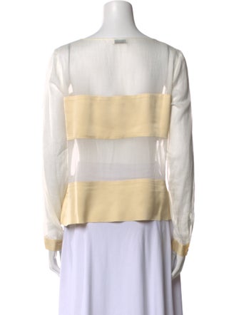 Dries Van Noten Colorblock Pattern Bateau Neckline Top