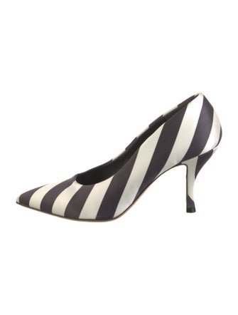 Dries Van Noten Satin Striped D'Orsay Pumps