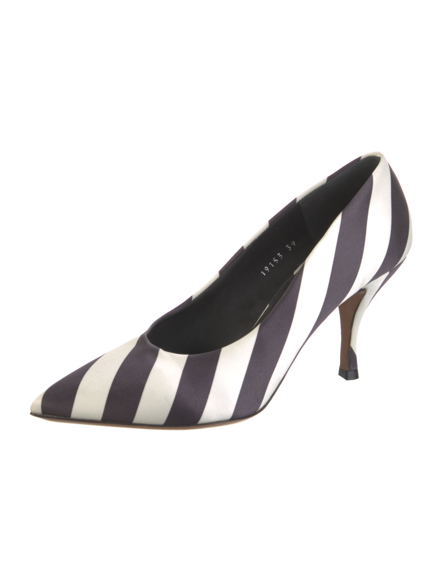 Dries Van Noten Satin Striped D'Orsay Pumps