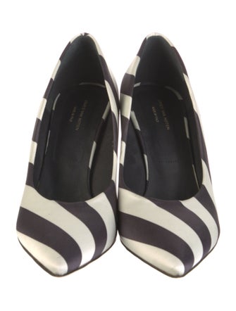 Dries Van Noten Satin Striped D'Orsay Pumps