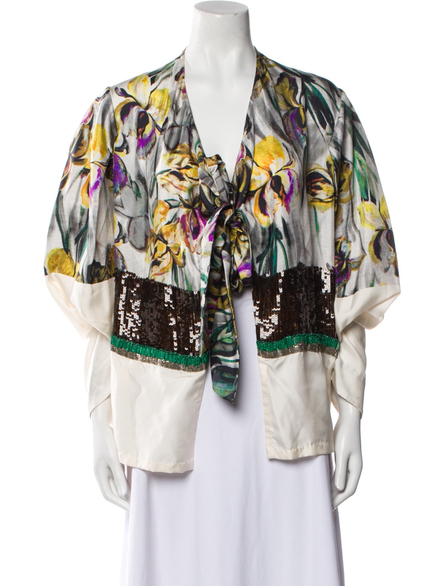 Dries Van Noten Silk Floral Print Blouse