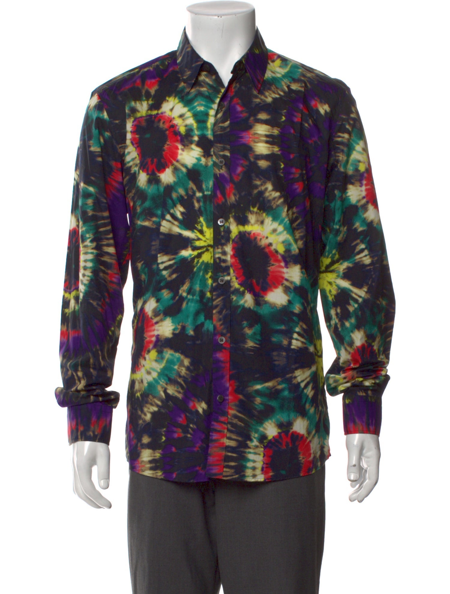Dries Van Noten Tie-Dye Print Long Sleeve Shirt