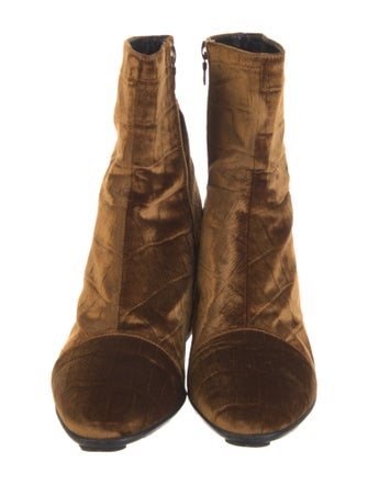 Dries Van Noten Velvet Animal Print Boots