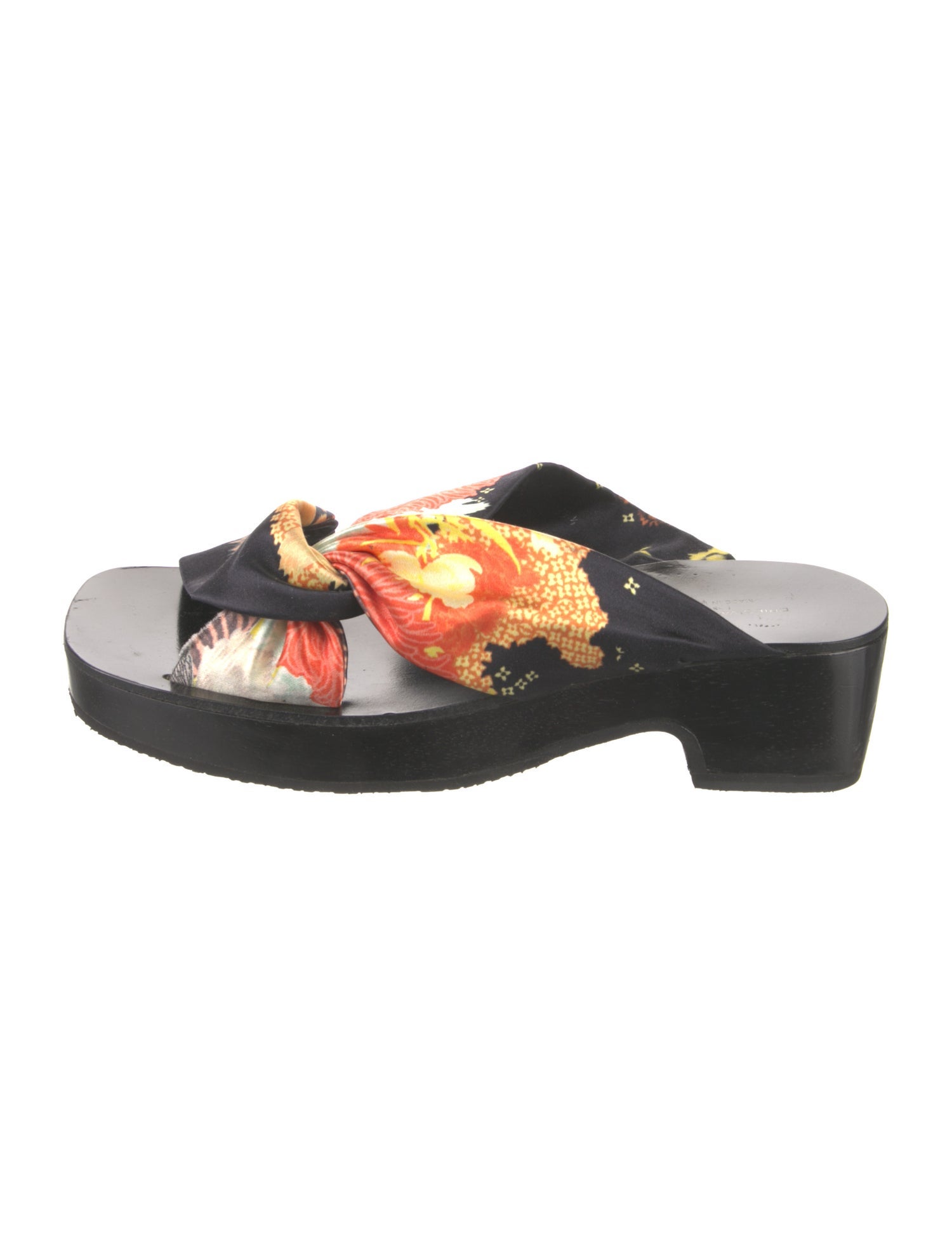 Dries Van Noten Leather Floral Print Slides