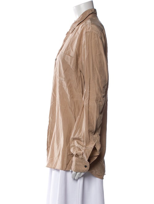 Dries Van Noten Silk Long Sleeve Button-Up Top
