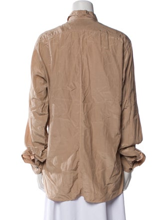 Dries Van Noten Silk Long Sleeve Button-Up Top