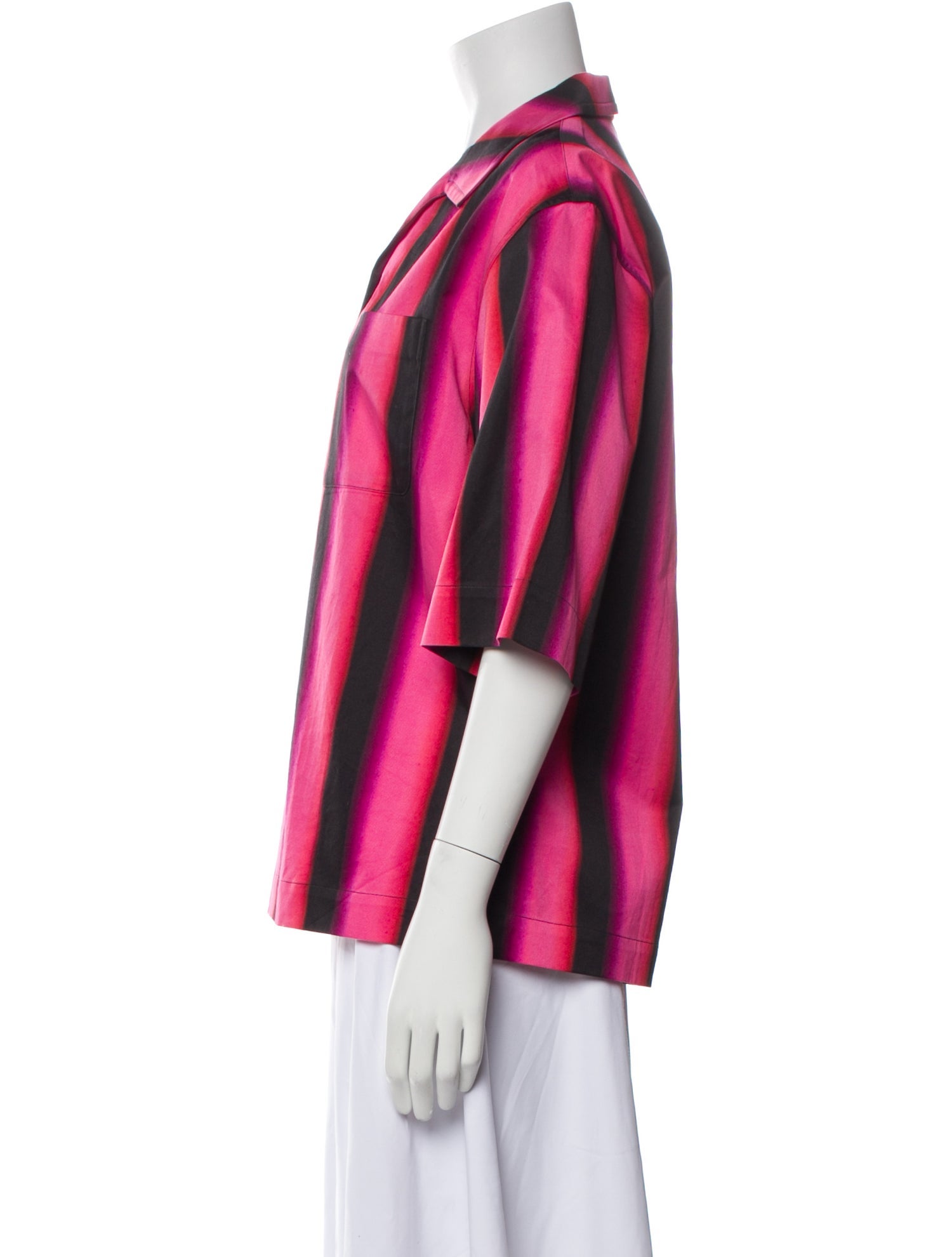 Dries Van Noten Striped Three-Quarter Sleeve Blouse