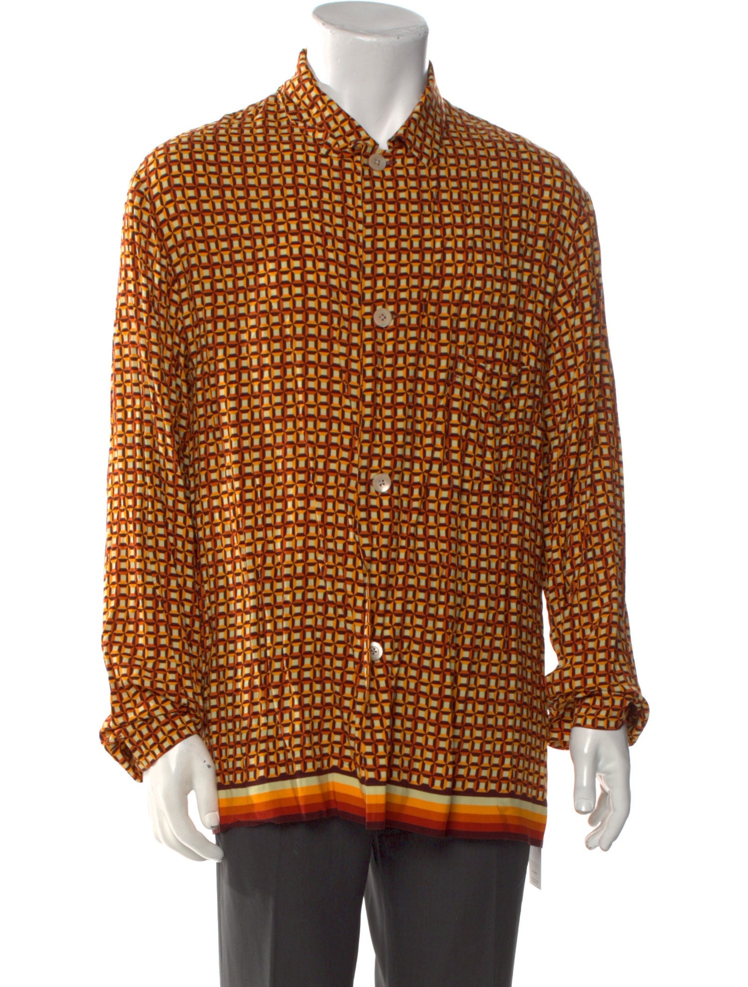 Dries Van Noten Plaid Print Long Sleeve Shirt