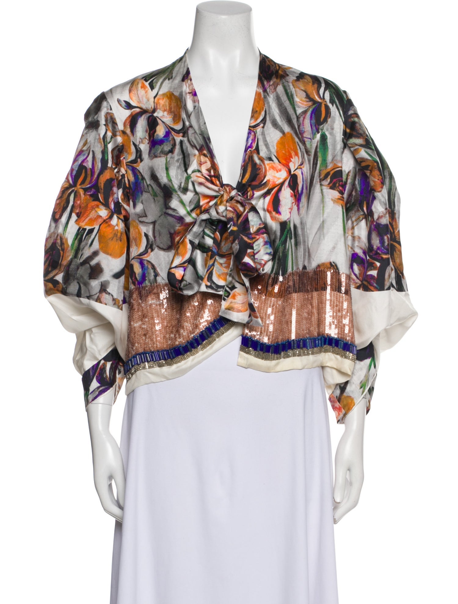 Dries Van Noten Printed V-Neck Blouse