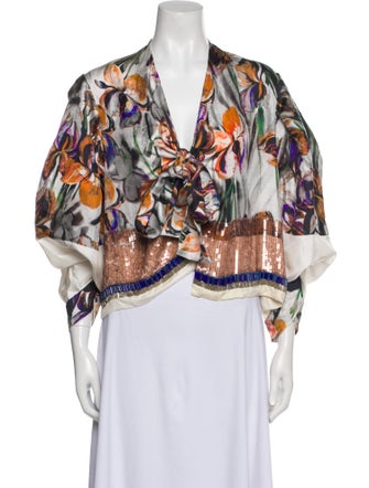 Dries Van Noten Printed V-Neck Blouse