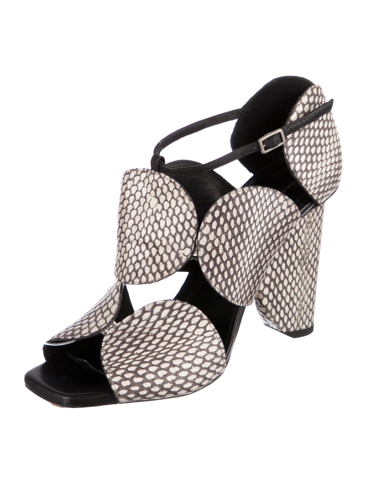 Dries Van Noten Leather Animal Print Sandals