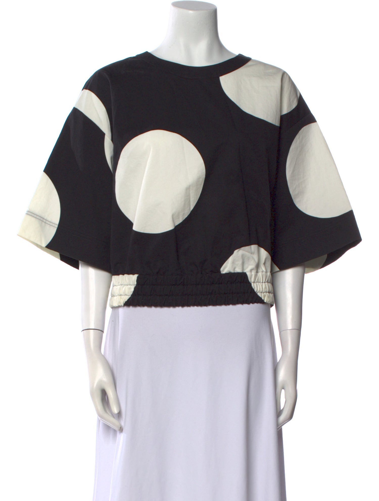 Dries Van Noten Polka Dot Print Bateau Neckline Crop Top