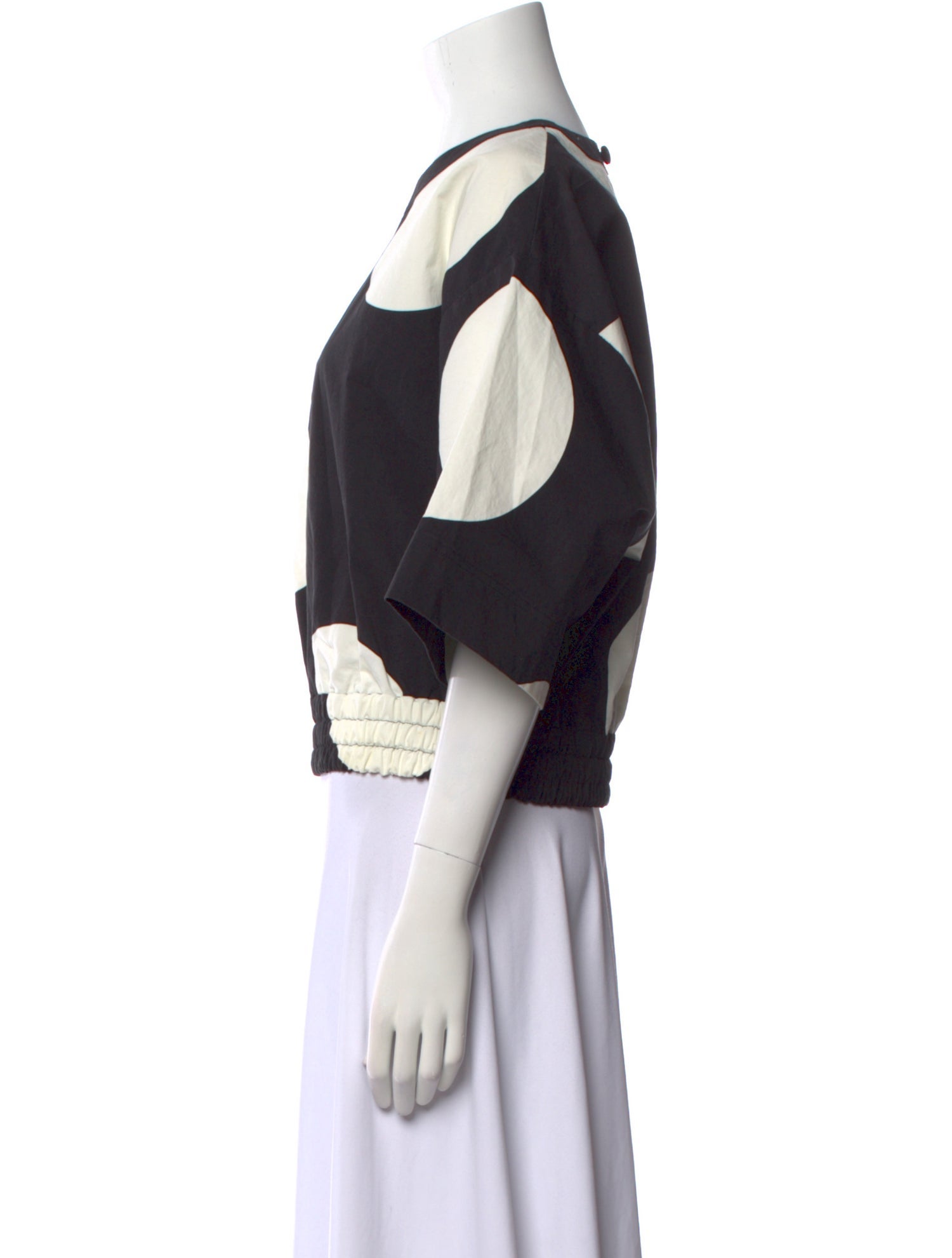 Dries Van Noten Polka Dot Print Bateau Neckline Crop Top