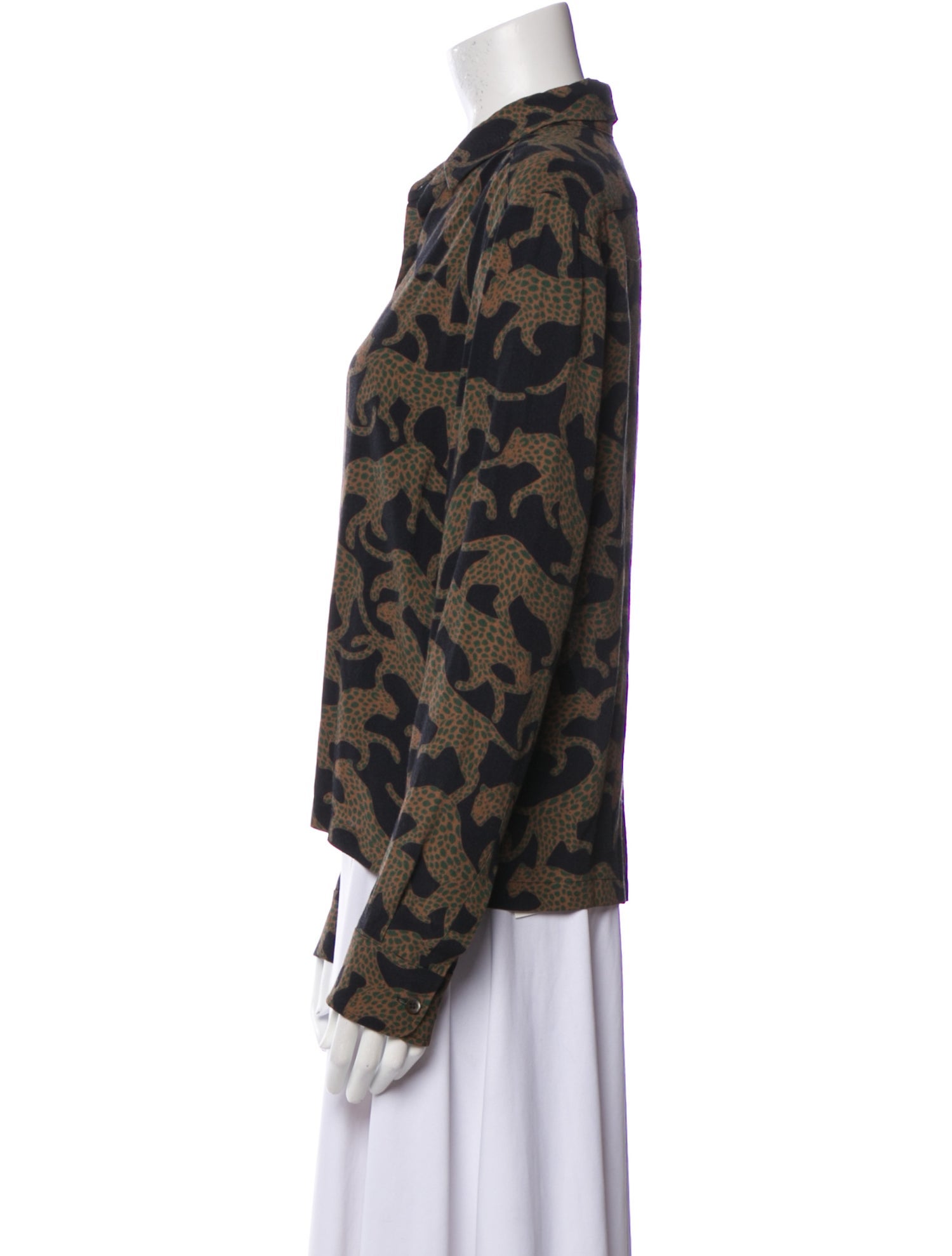 Dries Van Noten Animal Print Long Sleeve Button-Up Top