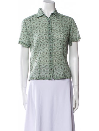 Dries Van Noten Printed Short Sleeve Button-Up Top