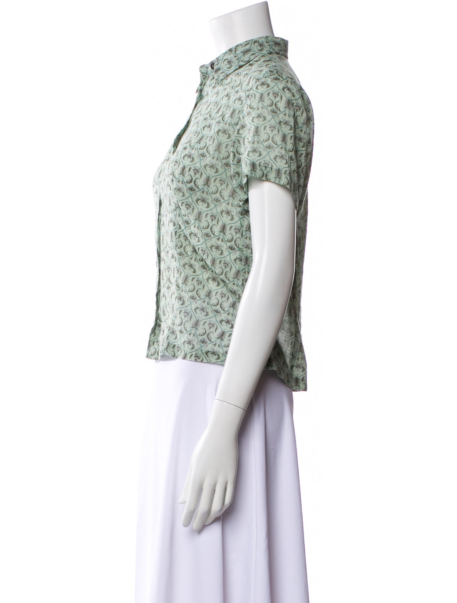 Dries Van Noten Printed Short Sleeve Button-Up Top