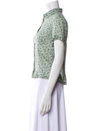 Dries Van Noten Printed Short Sleeve Button-Up Top