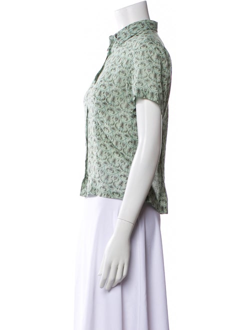 Dries Van Noten Printed Short Sleeve Button-Up Top