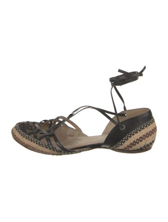 Dries Van Noten Leather Printed D'Orsay Flats