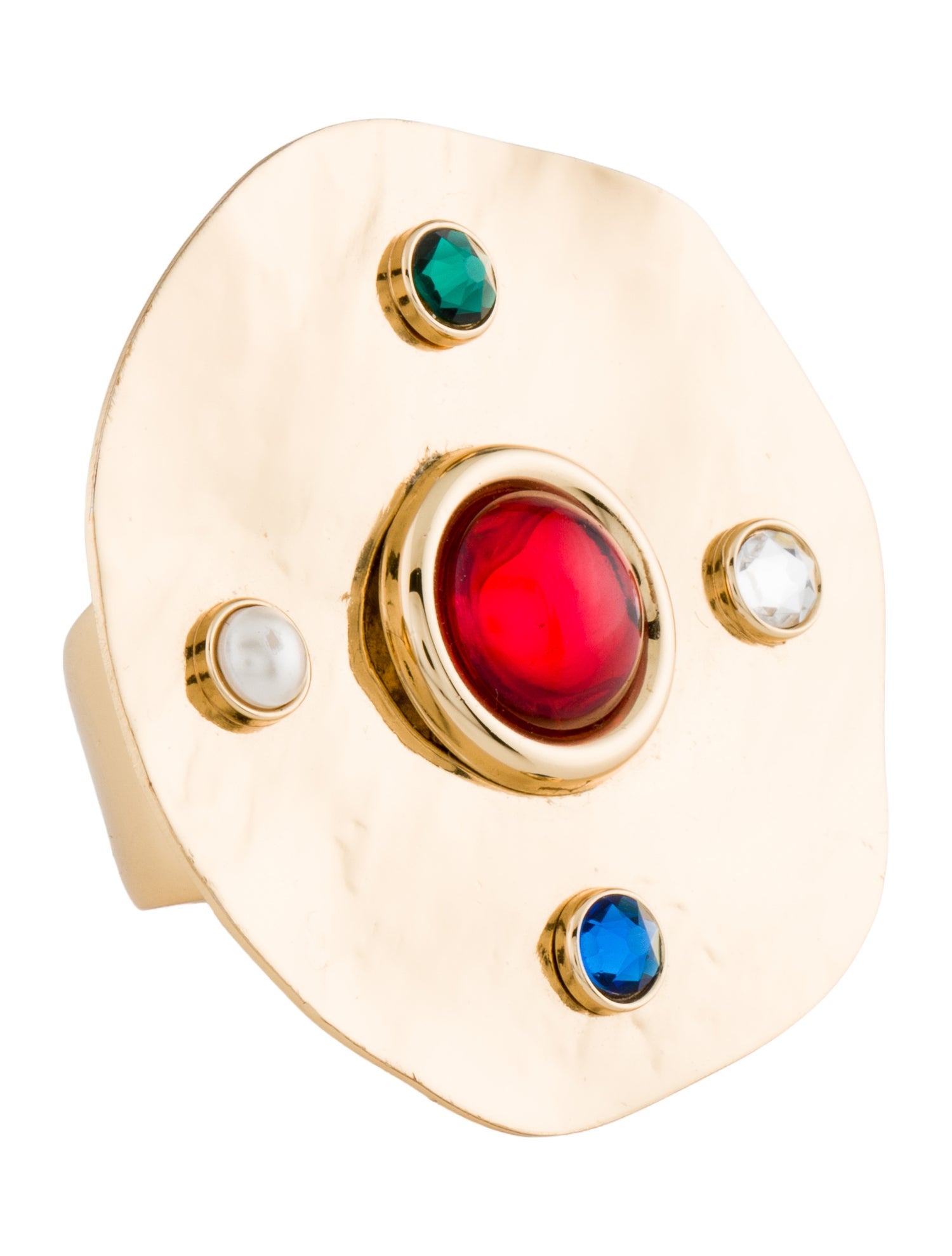 Dries Van Noten Faux Pearl & Crystals Cocktail Ring