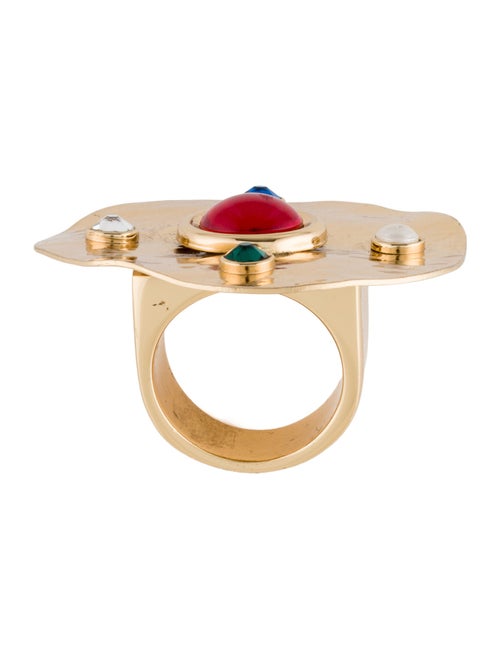 Dries Van Noten Faux Pearl & Crystals Cocktail Ring