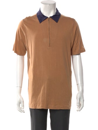 Dries Van Noten Colorblock Pattern V-Neck Polo Shirt