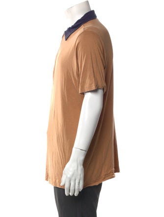 Dries Van Noten Colorblock Pattern V-Neck Polo Shirt