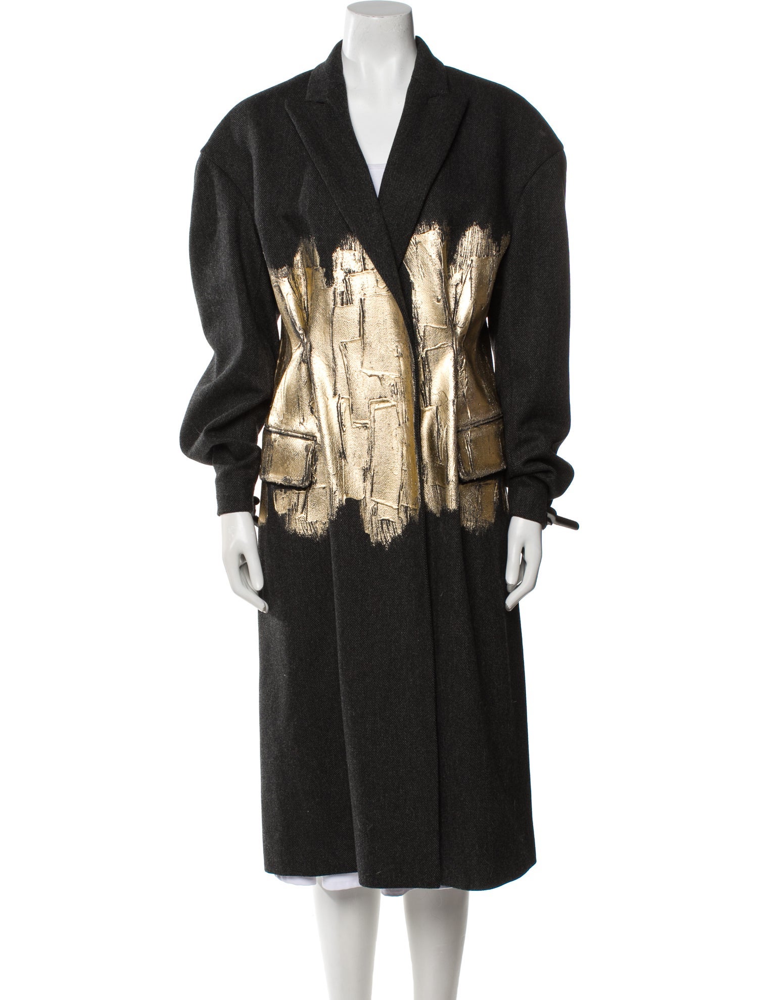 Dries Van Noten Wool Graphic Print Coat