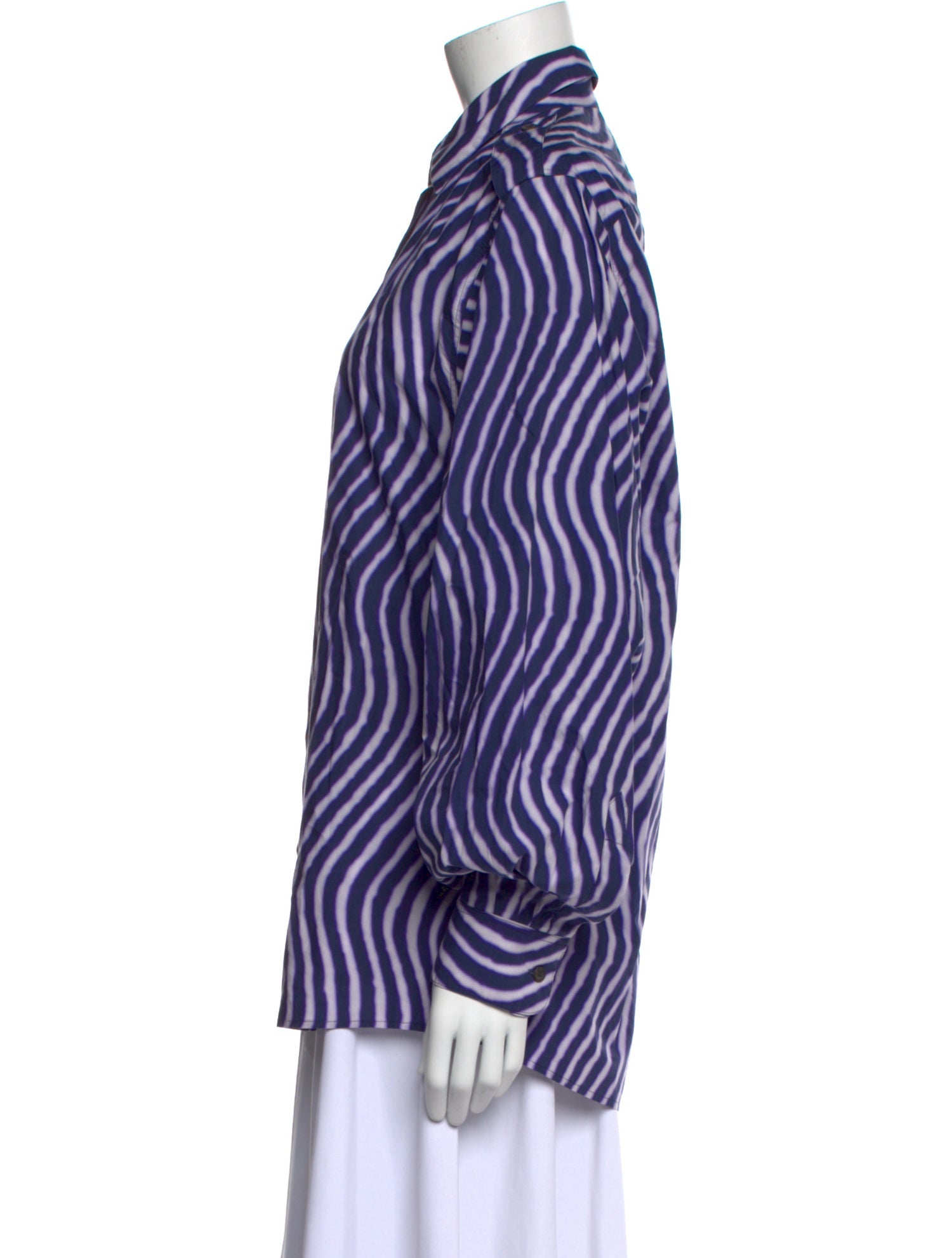 Dries Van Noten Striped Long Sleeve Button-Up Top