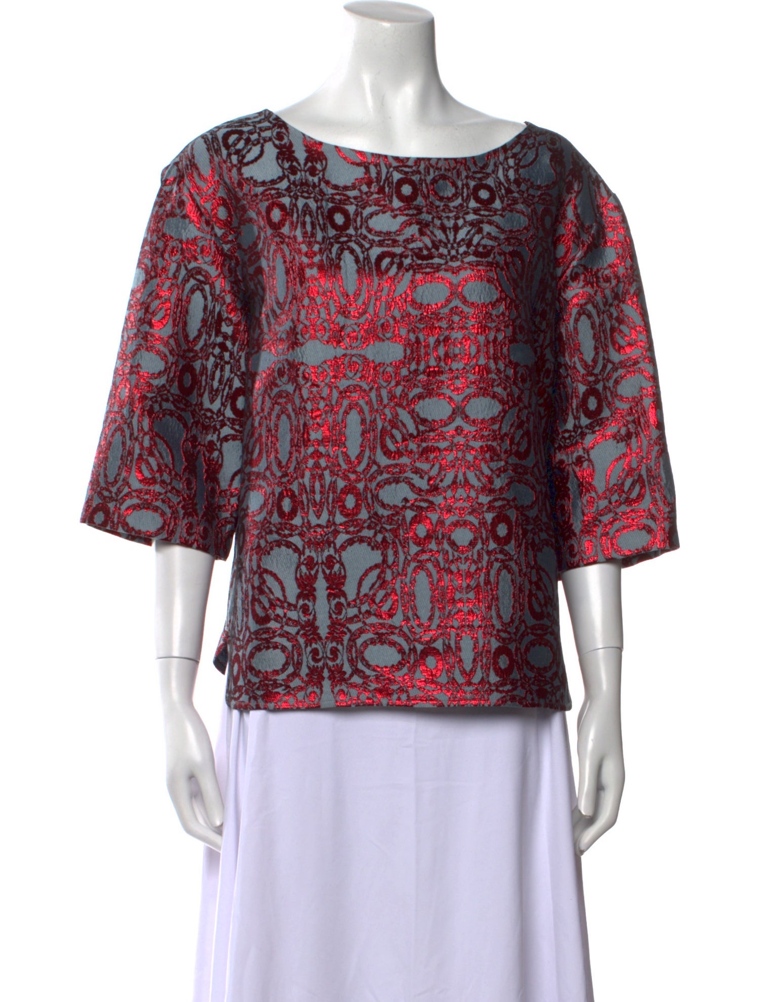 Dries Van Noten Printed Bateau Neckline Blouse