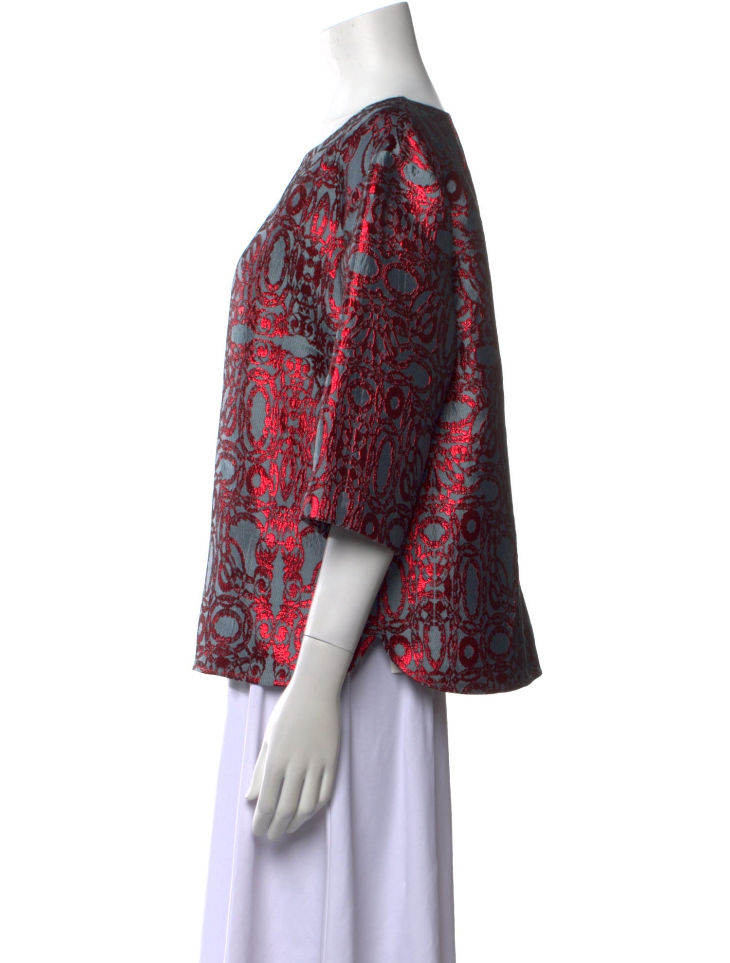 Dries Van Noten Printed Bateau Neckline Blouse