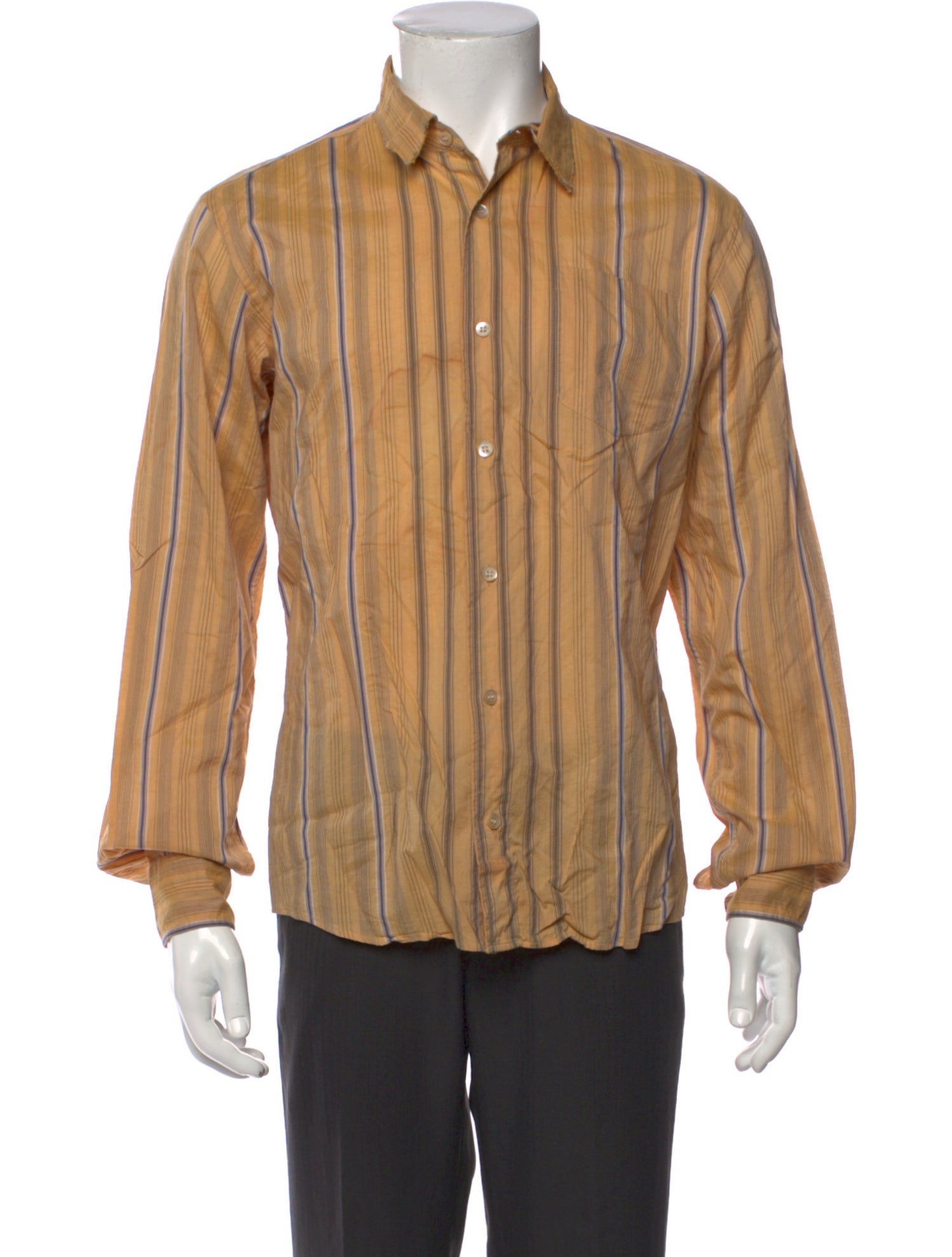 Dries Van Noten Striped Long Sleeve Dress Shirt