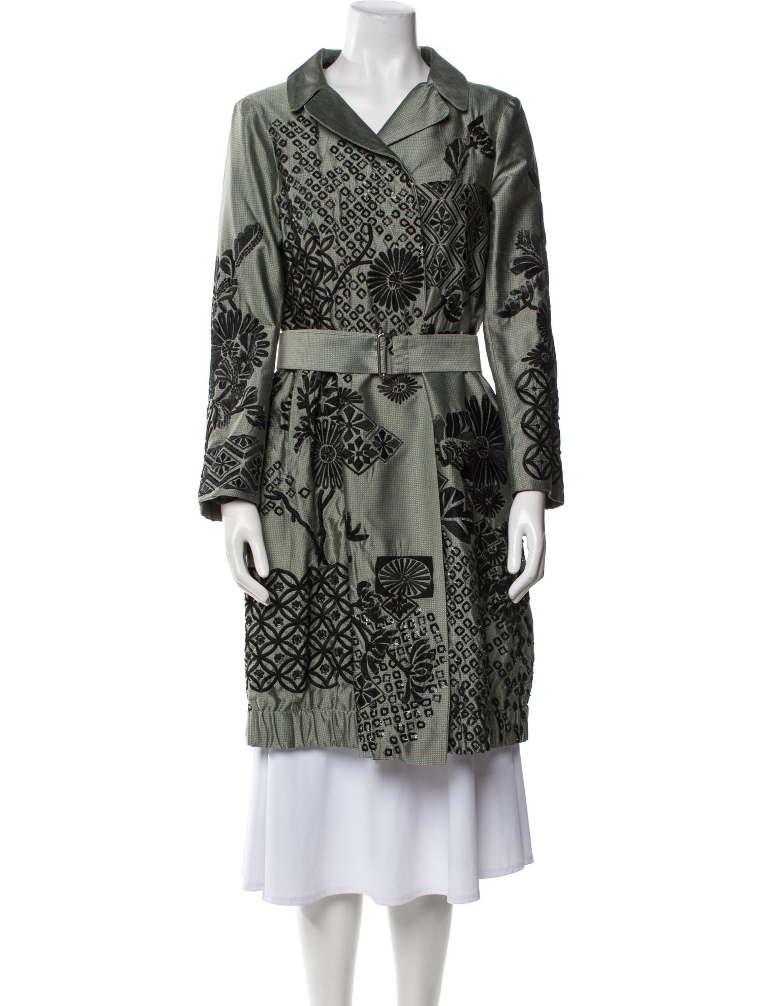 Dries Van Noten Silk Printed Trench Coat